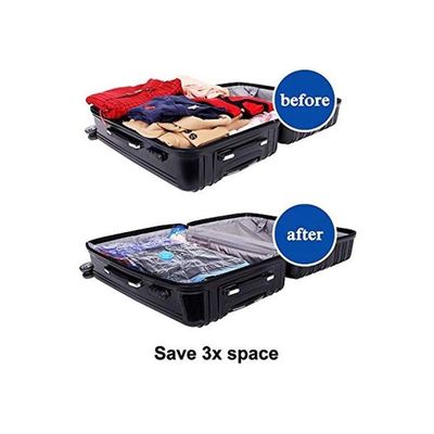 3-Piece Vacuum Seal Storage Bag Set Clear/Blue 100x67centimeter