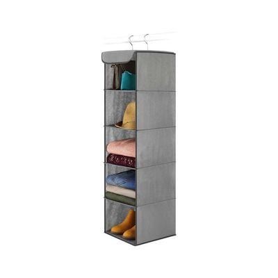 5-Section Hanging Closet Organizer Grey 88.9x27.3x25.4cm