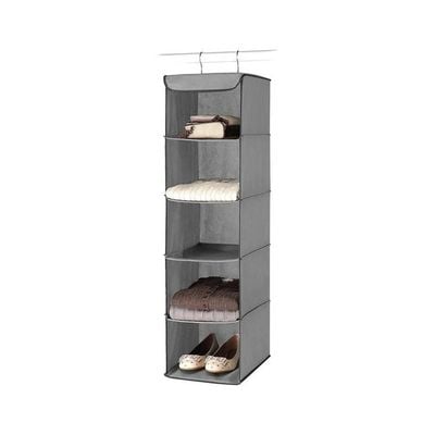 5-Section Hanging Closet Organizer Grey 88.9x27.3x25.4cm