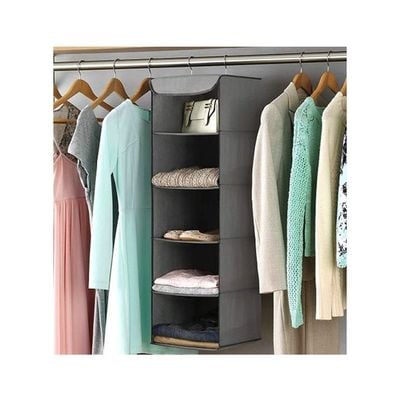 5-Section Hanging Closet Organizer Grey 88.9x27.3x25.4cm