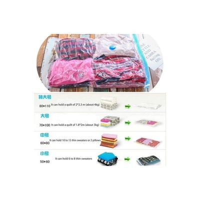 Space Saver Foldable Vacuum Seal Compressed Organizer Bag Transparent 60*50*1centimeter