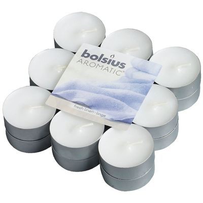 Bolsius Aromatic Tealight Candles, Fresh Linen - Pack of 18