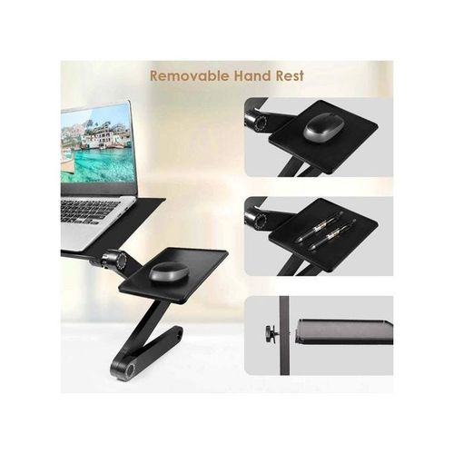 Metal Adjustable Laptop Desk With Mouse Board Black