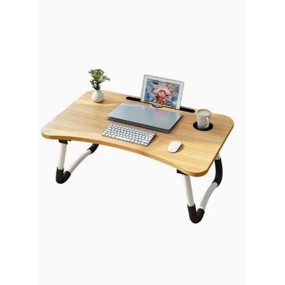 Foldable Laptop Table With Cup Holder Brown Brown