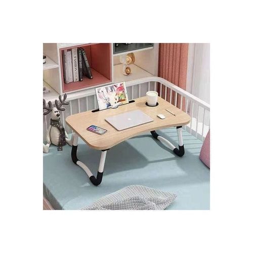 Folding Bed Laptop Table Brown/White 60x40cm