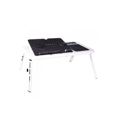 Foldable Laptop Stand With 2 Cooling Fan Table White/Black