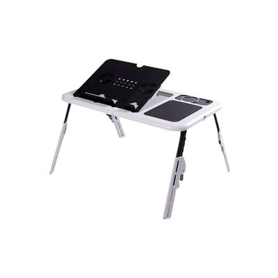 Foldable Laptop Stand With 2 Cooling Fan Table White/Black