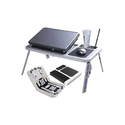 Foldable Laptop Stand With 2 Cooling Fan Table White/Black