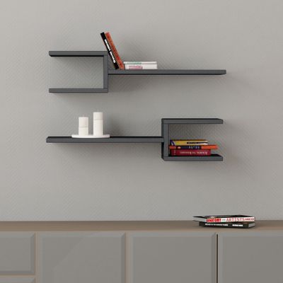 Fork Wall Shelf Set Of 2 - Anthracite - 2 Years Warranty