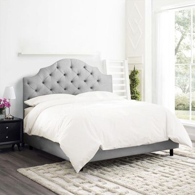 Almira 180x200 King Tufted Bed - Light Grey