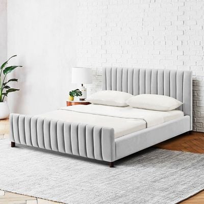 Channel 180x200 King Wingback Bed - Light Grey