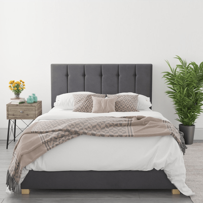Connor 90x200 Single Upholstered Bed - Grey