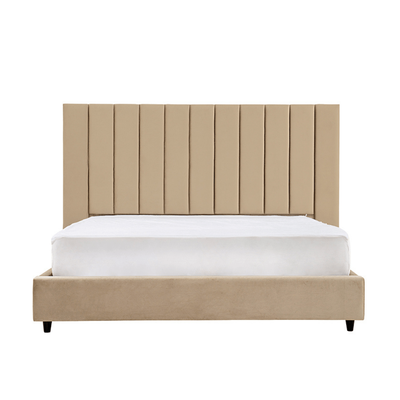 Crum 90x200 Single Upholstered Bed - Beige