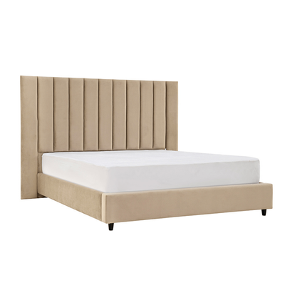 Crum 180x200 King Upholstered Bed - Beige