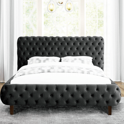 Decasta 150x200 Queen Upholstered Bed - Black