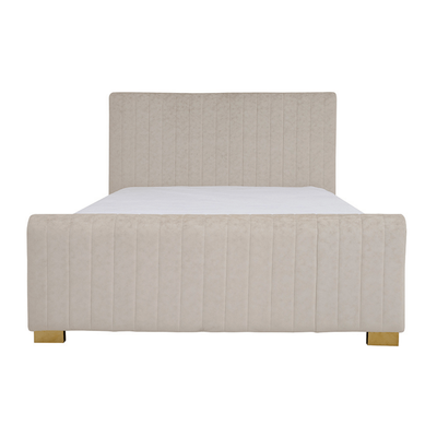 Elegant 90x200 Single Upholstered Bed - Beige