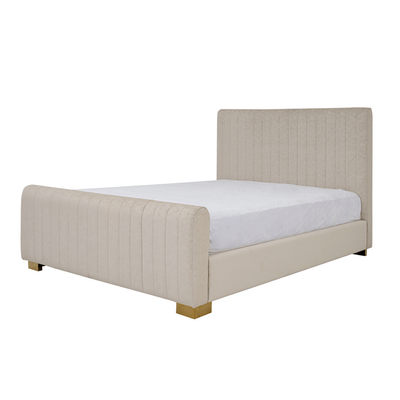 Elegant 180x200 King Upholstered Bed - Beige