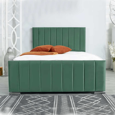 Luna 90x200 Single Upholstered Bed - Green