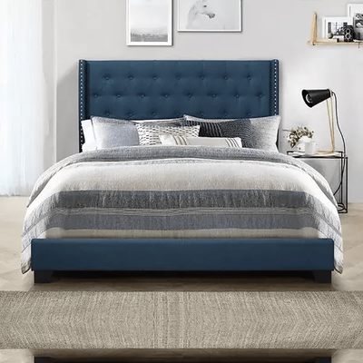 Magnus 90x200 Single Upholstered Bed - Blue