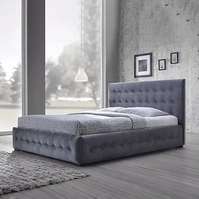 Nixon 90x200 Single Premium Tufted Bed - Grey