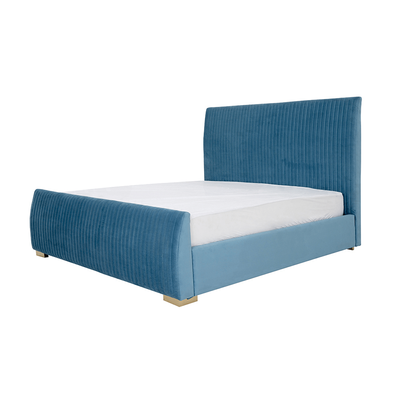 Raymond 90x200 Single Upholstered Bed - Blue