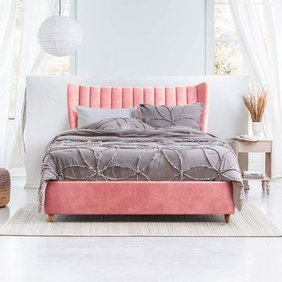 Ryno 200x200 Super King Velvet Bed - Pink