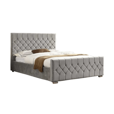 Rest 150x200 Queen Diamond Velvet Bed - Light Grey