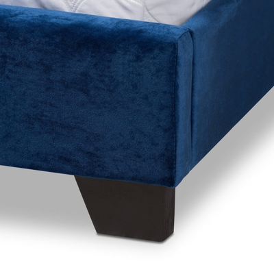 Sila 150x200 Queen Velvet Panel Bed - Blue