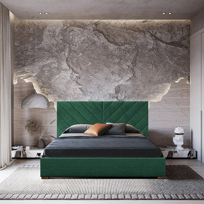 Syla 180x200 King Upholstered Bed - Green