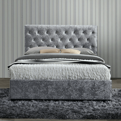 Tokyo 180x200 King Velvet Bed - Grey