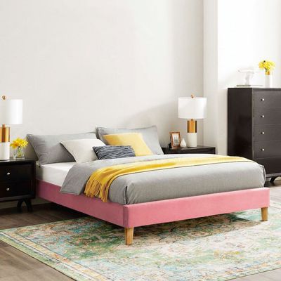 Tylor 180x200 King Platform Bed - Pink