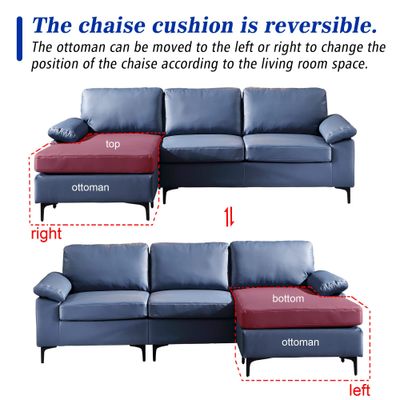 Rossi 3 Seater Sectional Sofa - Blue