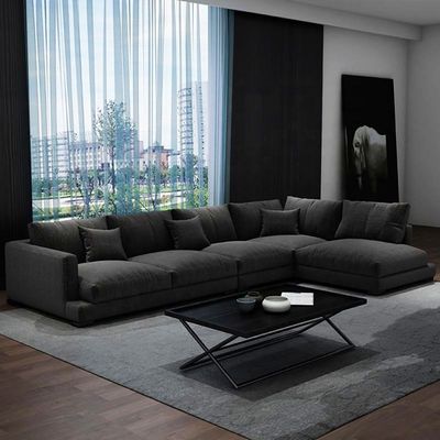 Gronlid 5 Seater L-Shape Polyester Sofa - Black