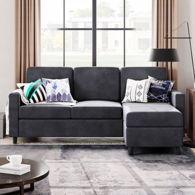 Athens 3 Seater Sectional Sofa - Black