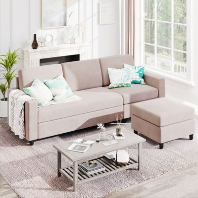 Athens 3 Seater Sectional Sofa - Light Brown