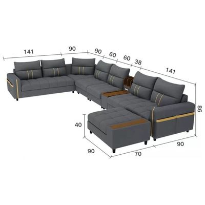 Kristel 7 Seater Sectional Sofa - Dark Blue
