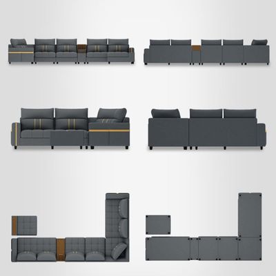 Kristel 7 Seater Sectional Sofa - Dark Grey