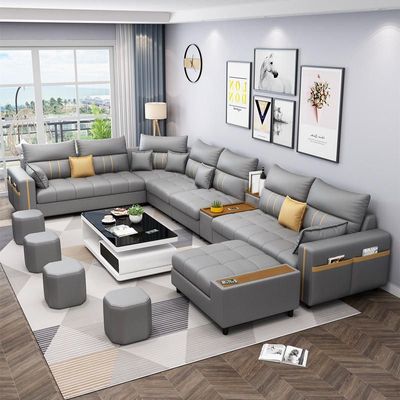 Kristel 7 Seater Sectional Sofa - Light Grey
