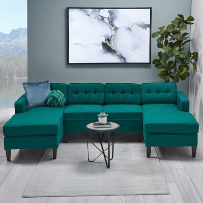Alron Mid Century 4 Seater Sectional Sofa - Green