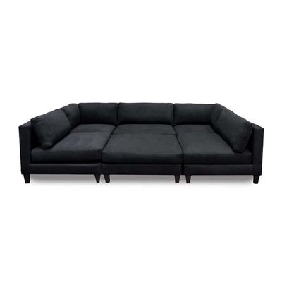 Delsie 6 Seater Sectional Sofa - Black
