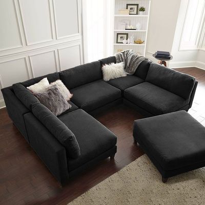 Delsie 6 Seater Sectional Sofa - Black

