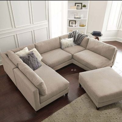Delsie 6 Seater Sectional Sofa - Beige
