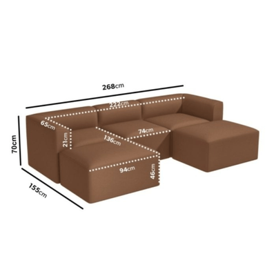 Aron 5 Seater Sectional Sofa - Brown

