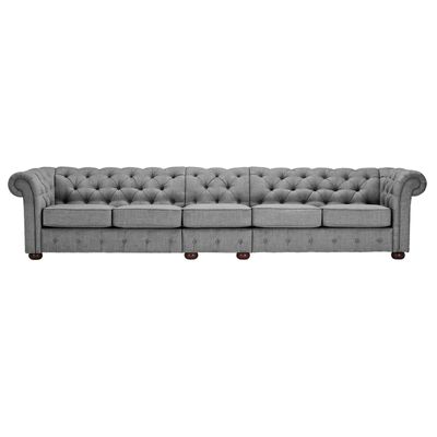 Classic Button Tufted 5 Seater Sofa - Grey
