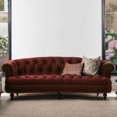 Dint Rolled Arm 3 Seater Sofa - Brown
