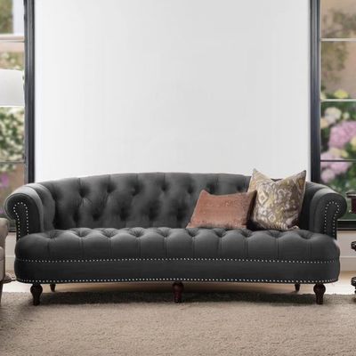 Dint Rolled Arm 3 Seater Sofa - Grey
