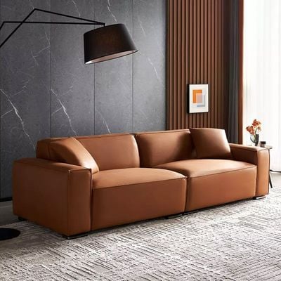 Faux 2 Seater Sofa - Brown
