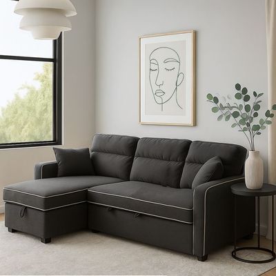 Hunter 3 Seater Diwan Sofa Cum Bed - Grey