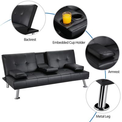 Strandom 2 Seater Futon Sofa Bed - Black