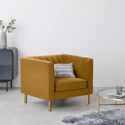 Drove 1 Seater Velvet Sofa - Gold